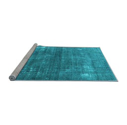 Sideview of Machine Washable Persian Light Blue Traditional Rug, wshtr3249lblu
