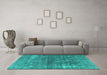 Machine Washable Persian Turquoise Traditional Area Rugs in a Living Room,, wshtr3249turq