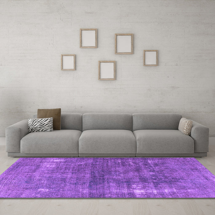 Machine Washable Persian Purple Traditional Area Rugs in a Living Room, wshtr3249pur