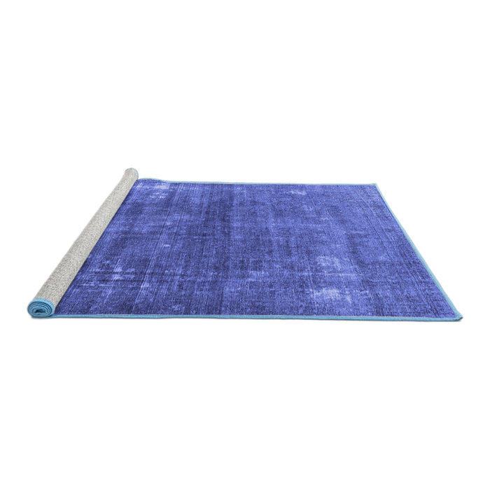 Sideview of Machine Washable Persian Blue Traditional Rug, wshtr3249blu