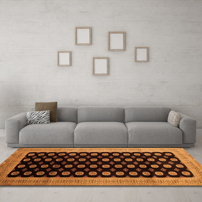 Machine Washable Persian Orange Traditional Area Rugs in a Living Room, wshtr324org