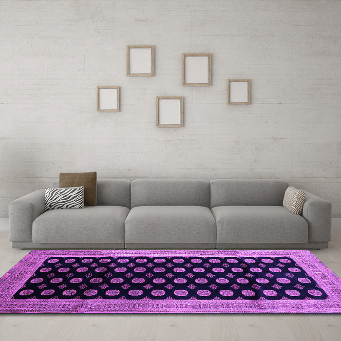 Machine Washable Persian Purple Traditional Area Rugs in a Living Room, wshtr324pur