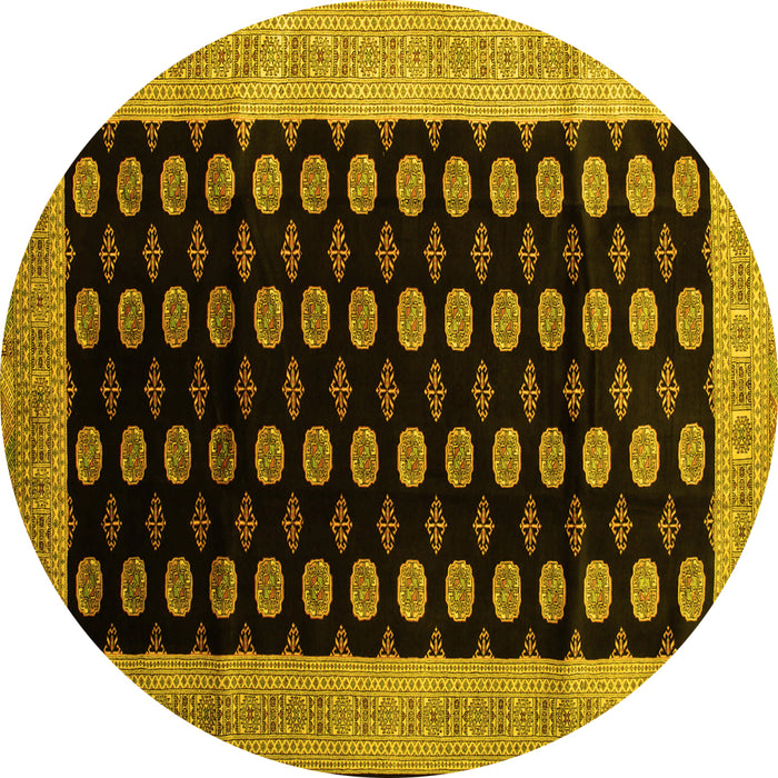 Round Machine Washable Persian Yellow Traditional Rug, wshtr324yw