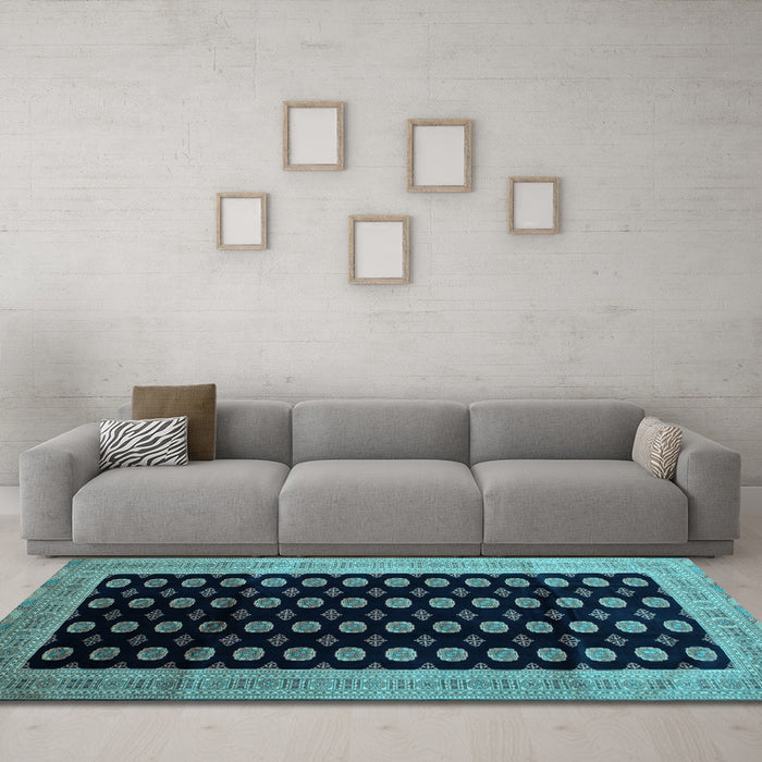 Machine Washable Persian Light Blue Traditional Rug in a Living Room, wshtr324lblu