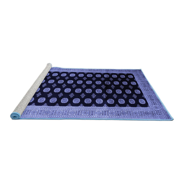 Sideview of Machine Washable Persian Blue Traditional Rug, wshtr324blu