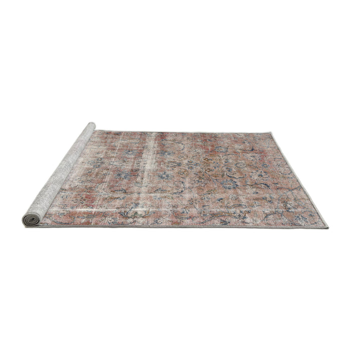 Sideview of Machine Washable Traditional Rose Pink Rug, wshtr3250
