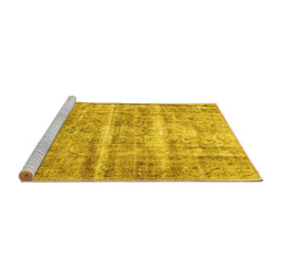Sideview of Machine Washable Persian Yellow Traditional Rug, wshtr3250yw