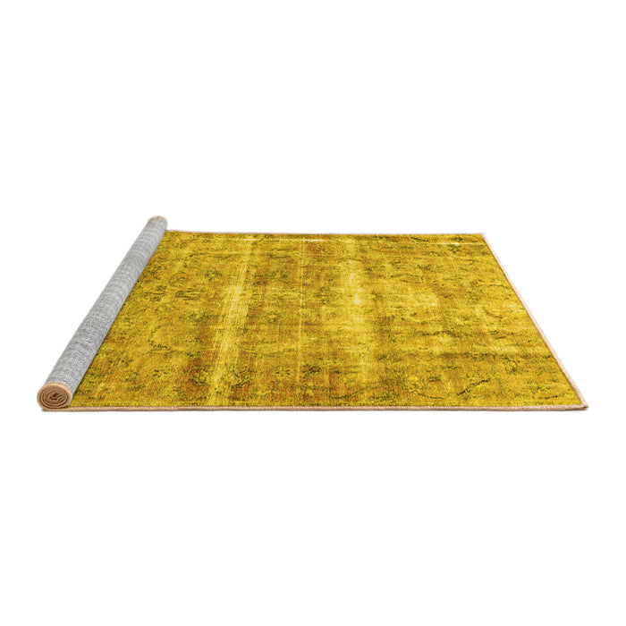 Sideview of Machine Washable Persian Yellow Traditional Rug, wshtr3250yw