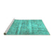 Sideview of Machine Washable Persian Turquoise Traditional Area Rugs, wshtr3250turq