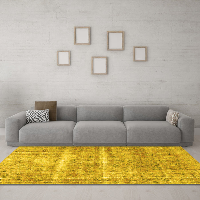 Machine Washable Persian Yellow Traditional Rug in a Living Room, wshtr3250yw