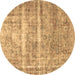 Round Persian Brown Traditional Rug, tr3250brn