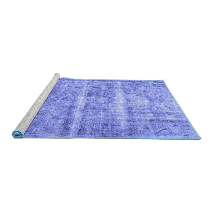 Sideview of Machine Washable Persian Blue Traditional Rug, wshtr3250blu