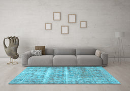 Machine Washable Persian Light Blue Traditional Rug in a Living Room, wshtr3250lblu