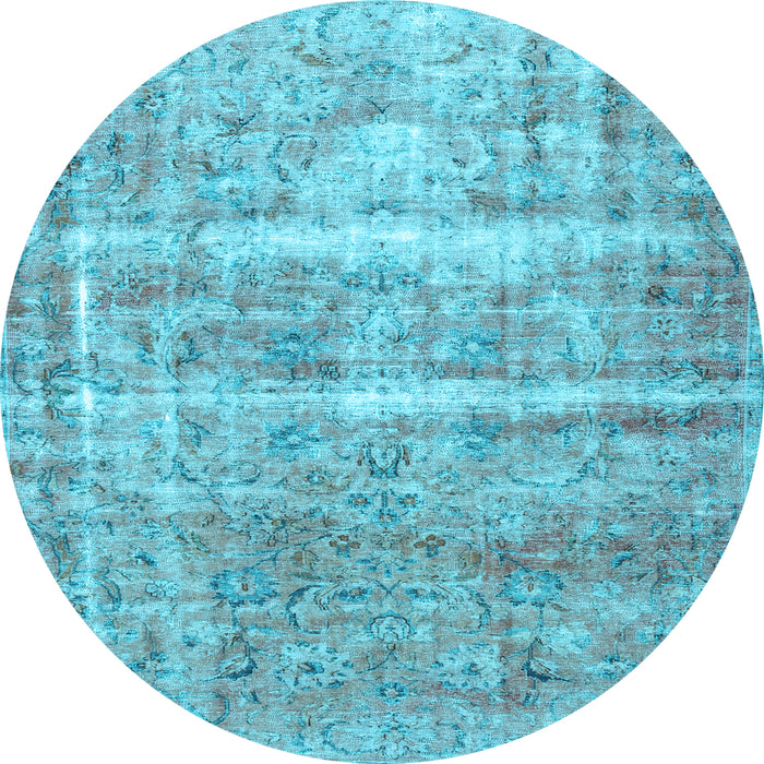 Round Machine Washable Persian Light Blue Traditional Rug, wshtr3250lblu