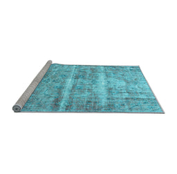 Sideview of Machine Washable Persian Light Blue Traditional Rug, wshtr3250lblu