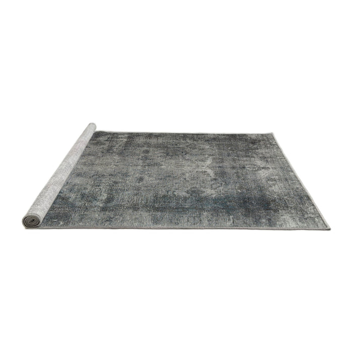 Sideview of Machine Washable Traditional Carbon Gray Rug, wshtr3251