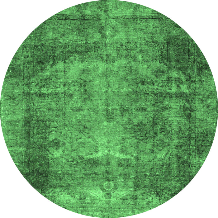 Round Persian Emerald Green Traditional Rug, tr3251emgrn
