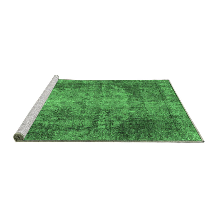 Sideview of Machine Washable Persian Emerald Green Traditional Area Rugs, wshtr3251emgrn