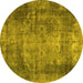 Round Persian Yellow Traditional Rug, tr3251yw