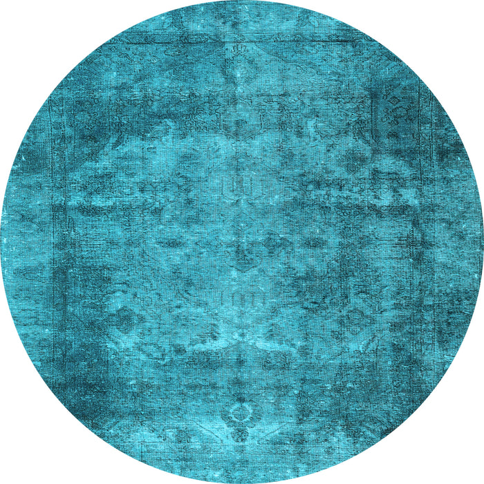 Round Machine Washable Persian Light Blue Traditional Rug, wshtr3251lblu