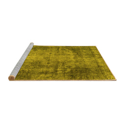 Sideview of Machine Washable Persian Yellow Traditional Rug, wshtr3251yw