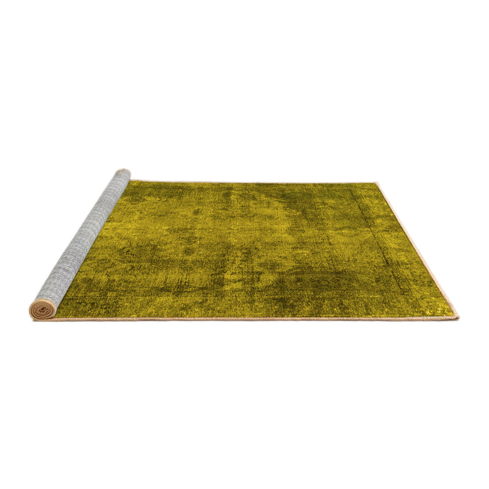 Sideview of Machine Washable Persian Yellow Traditional Rug, wshtr3251yw