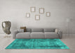 Machine Washable Persian Turquoise Traditional Area Rugs in a Living Room,, wshtr3251turq