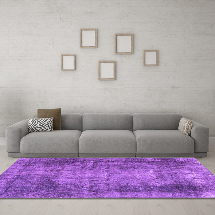 Machine Washable Persian Purple Traditional Area Rugs in a Living Room, wshtr3251pur