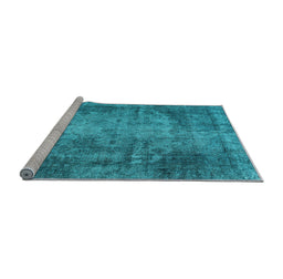 Sideview of Machine Washable Persian Light Blue Traditional Rug, wshtr3251lblu