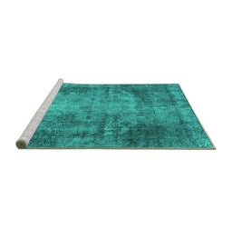 Sideview of Machine Washable Persian Turquoise Traditional Area Rugs, wshtr3251turq