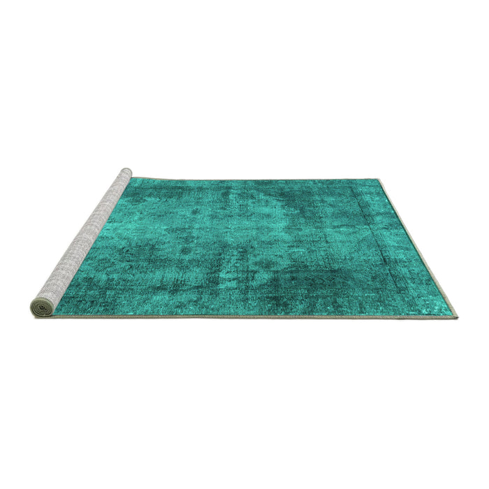 Sideview of Machine Washable Persian Turquoise Traditional Area Rugs, wshtr3251turq
