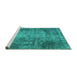 Sideview of Machine Washable Persian Turquoise Traditional Area Rugs, wshtr3251turq