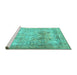 Sideview of Machine Washable Persian Turquoise Traditional Area Rugs, wshtr3252turq