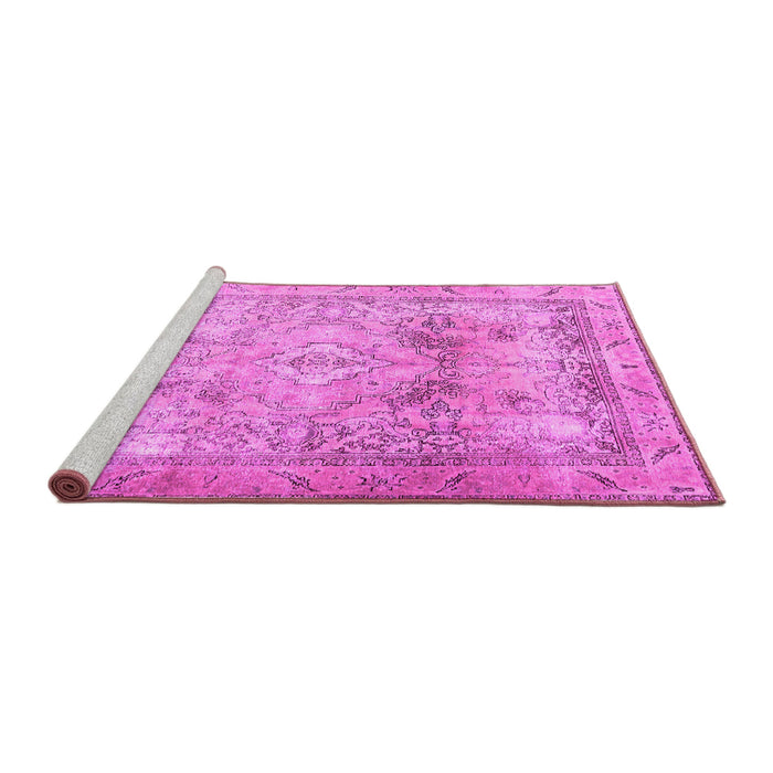 Sideview of Machine Washable Persian Pink Traditional Rug, wshtr3252pnk
