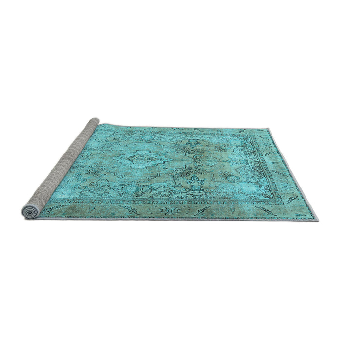 Sideview of Machine Washable Persian Light Blue Traditional Rug, wshtr3252lblu