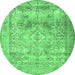 Round Persian Emerald Green Traditional Rug, tr3252emgrn