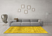 Machine Washable Persian Yellow Traditional Rug in a Living Room, wshtr3252yw