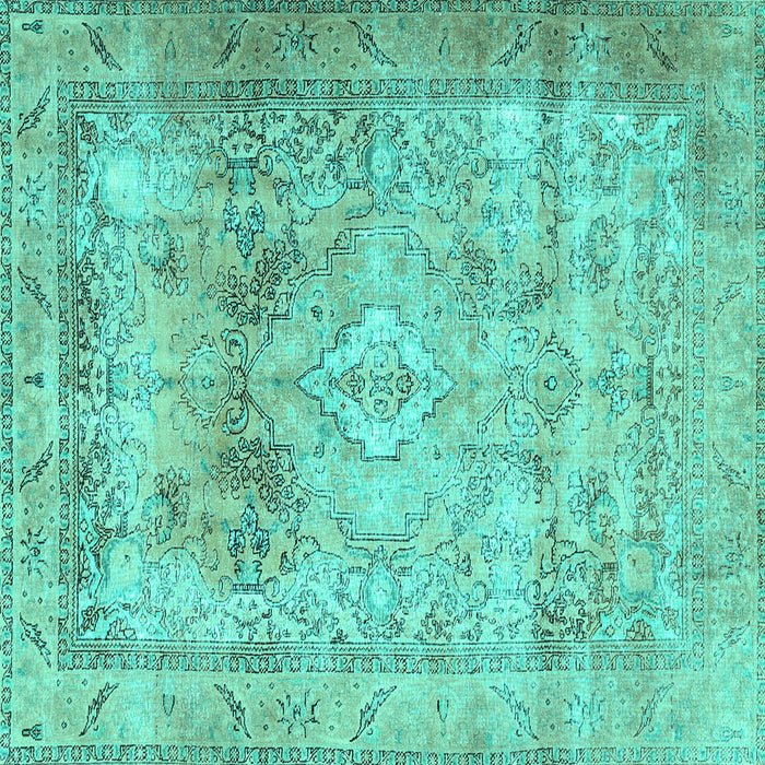 Square Persian Turquoise Traditional Rug, tr3252turq