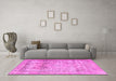 Machine Washable Persian Pink Traditional Rug in a Living Room, wshtr3252pnk