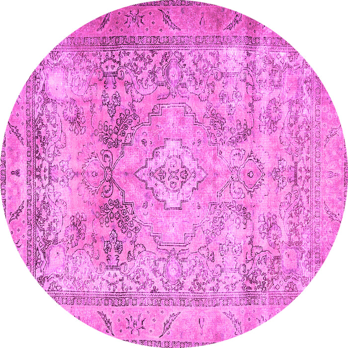 Round Machine Washable Persian Pink Traditional Rug, wshtr3252pnk