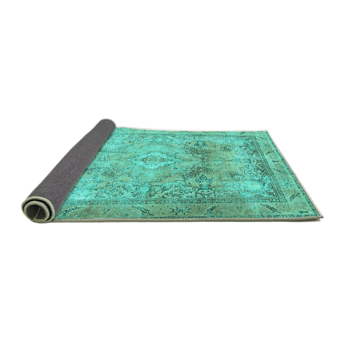 Sideview of Persian Turquoise Traditional Rug, tr3252turq