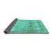 Sideview of Persian Turquoise Traditional Rug, tr3252turq