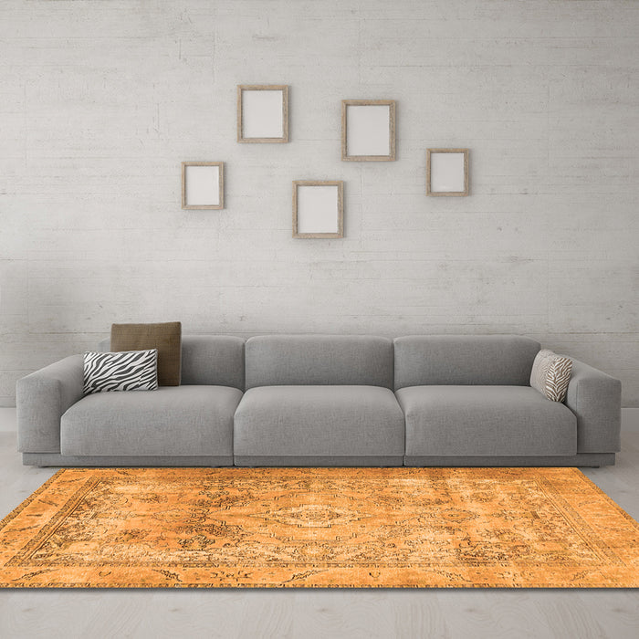 Machine Washable Persian Orange Traditional Area Rugs in a Living Room, wshtr3252org