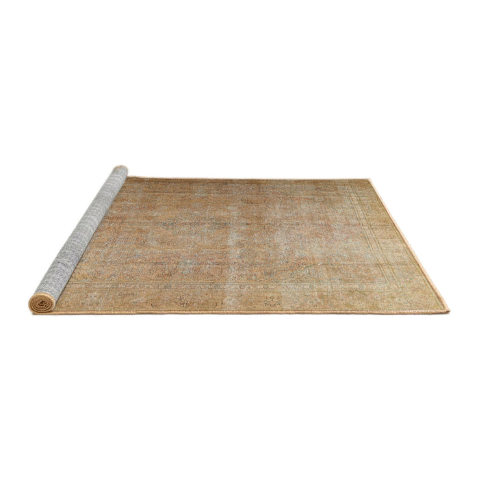 Sideview of Machine Washable Traditional Bronze Brown Rug, wshtr3253