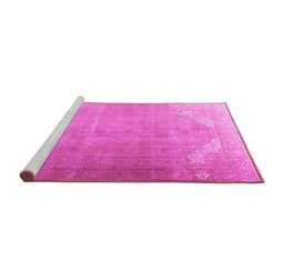 Sideview of Machine Washable Persian Pink Traditional Rug, wshtr3253pnk