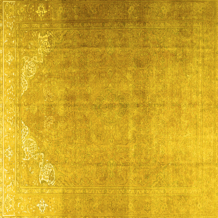 Square Machine Washable Persian Yellow Traditional Rug, wshtr3253yw