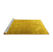 Sideview of Machine Washable Persian Yellow Traditional Rug, wshtr3253yw