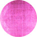 Round Persian Pink Traditional Rug, tr3253pnk