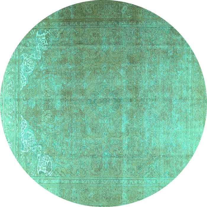 Round Persian Turquoise Traditional Rug, tr3253turq
