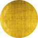 Round Persian Yellow Traditional Rug, tr3253yw